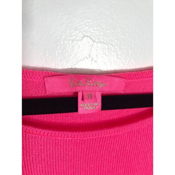 Lilly Pulitzer Rosemary Sweater Hot Pink Pearls M Preppy Resort Barbiecore - Picture 7 of 9